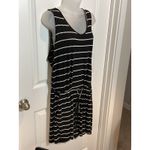Ecowish  Womens Black White Stripe Sleeveless Keyhole Romper Drawstring Waist XXL Photo 3