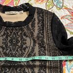 Liberty Love  small juniors black lace blouse large bell sleeves tan lined dressy Photo 2