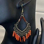 African Handmade Earrings Orange Photo 0