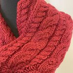 Michael Kors Cable Knit Infinity Scarf Dark Red Knit Cranberry NEW Photo 3