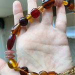 Anthropologie New! Here Comes Fall XL Beaded Stone Necklace Chocolate Brown Pink Photo 6