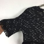 ZARA  Black Fringe Tweed Textured Knit Wide Sleeve Aline Mini Dress Medium Photo 7