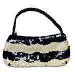 Black & White Sequin and Beaded Strap Clutch Photo 0