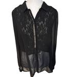 Miss Me  Sheer‎ Black Lace Blouse w. Silver Embellishments Size Medium Photo 10