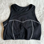 Strut this  Black White Stitch Cropped Workout Top Size Large Photo 0