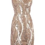 Adrianna Papell Sequin & Lace Mini sleeveless sexy dress in taupe size 8 Photo 0