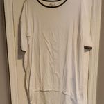 LuLaRoe  Liv T White Short Sleeve Top with Gray Trim Photo 0