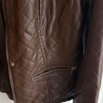 New Look ‎ Quilted Faux Leather Moto Jacket Brown Padded Collar Zip Front Womens Photo 5