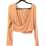 BANDIER X SOMETHING NAVY Top Women Size 2XL Cropped Crossover Pale Blush Pink Photo 0