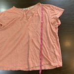 Orvis Linen Shirt Womens Medium V-Neck Orange Stripes Outdoorsy Summer READ Photo 7