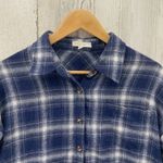 Illa Illa Flannel Shirt Dress Womens Small Blue White Plaid 100% Cotton Pockets Photo 1