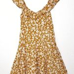 Old Navy floral cami mini dress ruffled v neck mustard white size M Photo 0