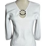 Cable & Gauge White Ring Cutout Stretch Knit Top M | Y2K Minimalist Clean Girl Photo 0