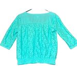 Aéropostale Blouse Womens Medium Teal Lace Floral 3/4 Sleeve Bohemian Chic‎ Lace Blue Photo 2