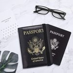 None Passport Holder for Travel, RFID Passport Cover Wallet for Women Men - Black Photo 6