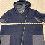 Zenergy by Chico's Size 1 M/L Blue Denim Moto Jacket Hoodie Sweatshirt Size M Photo 11