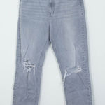 ZARA  Gray‎ High Rise Straight Leg Distressed Denim Jeans Womens Size 10 Photo 0