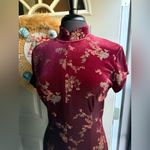 Vintage Scott McClintock mock neck Asian velvet column dress, size 8 Red Photo 1