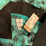 American Eagle  Skirt womens XS Green Black Plaid Button‎ Front Skater Skirt NWT Photo 2