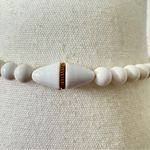 Vintage White Gold Plastic Bead Necklace MCM Minimalist Classic Womens Jewelry Photo 2