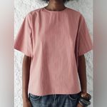 ZARA  NWT pink textured oversized short sleeve tee T-shirt, thick material Photo 4