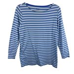 Boden 100% Cotton Blue White Striped 3/4 Sleeve Lightweight T Photo 0