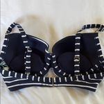 Navy blue and White Striped Bikini with Ruched Sweetheart Neckline Size 4 Photo 2