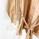 Daisy Fuentes Brown Tie Waist Cotton Button Up Top Photo 8