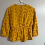 Madewell  Mustard Yellow Eyelet Faux Wrap Shirt Size Small Photo 10