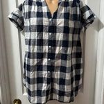 Isabel Maternity by Ingrid and Isabel White Plaid Button Down Short Sleeve in S Size undefined Photo 0