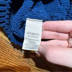 Free People  Blue Chenille Chunky Cable Knit Oversized Cropped Sweater Size XS Photo 4