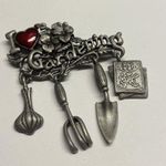 Vintage Silver Pewter Tone Danecraft I Love Gardening Charm Dangle Brooch Photo 0