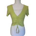 ZARA  Rushed Ribbed Crop Lime Green Tank Top Size Medium Photo 2