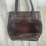Brahmin Croc Embossed Leather Medium Convertible Tote Shoulder Bag Brown Photo 9
