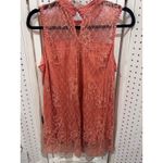 Ultra Pink Coral Lace Mock Neck Sleeveless Top Women's Size L Photo 5