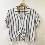 Aritzia Wilfred Navy White Tie Front Blouse Size XS Photo 1