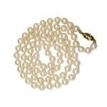 Monet 1980s Vintage Pearl Necklace Gold Accents Photo 0