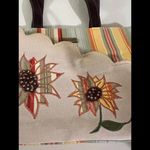 Longaberger Floral Handbag with Stripes Yellow Photo 2