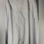 J.Crew  Poplin Pop-Over Shirt Blue & White Striped Half Button Up Size XL Womens Photo 6