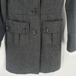 Anthropologie  Tulle Grey Wool‎ Blend Long Pea Coat Size S Peacoat Preppy Classic Photo 3