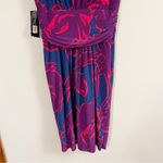 Jones New York Purple/Navy Blue Floral Print Stretch Midi Dress Size 12 NEW Photo 8