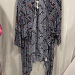 American Eagle  NWT high low kimono wrap country blue floral size medium Photo 0