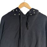 ZARA Black Cropped Pearl Embellished Hooded Knit Sweater Size Small Photo 3