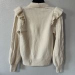 Madewell Hollydene Sweater Women's Size Small Cream Ruffle Shoulder Merino Wool Photo 2