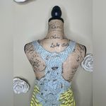 Free People NTM: Vintage  Yellow Striped Floral Backed Razorback Tank Top Sz M Photo 9