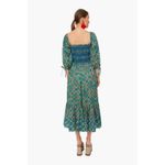 Cara Cara Moroccan Tile Teal Jazzy Midi Dress Size Large Boho Smocked Dress Blue Photo 1