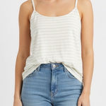 Garnet Hill Striped Tank Top Cream Gray Women's Size Medium Photo 0