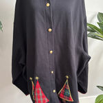 CST Sport Black Christmas Tree Plaid Button Up Shirt Women 5X Holiday Festive Photo 0