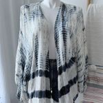Anthropologie  Vada White Blue Gold Shimmer Cocoon Kimono Women’s One Size Photo 3