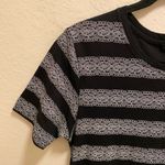 Theory Black & White Cherry Lace Print Striped T-Shirt Mini Dress Size Medium Photo 4